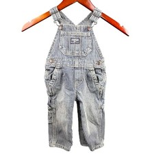 OshKosh Bgosh Kids 12M Blue Hickory Stripe Denim Bib Overalls Vestbak 117415