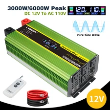3000W Pure Sine Wave Power Inverter 12V DC to 110V/120V Converter for Home, RV