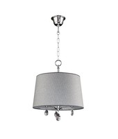 Pendelleuchte Aelua Grau Chrom Stoff Schirm Ø40Cm Wohnzimmer Esszimmer Lampe