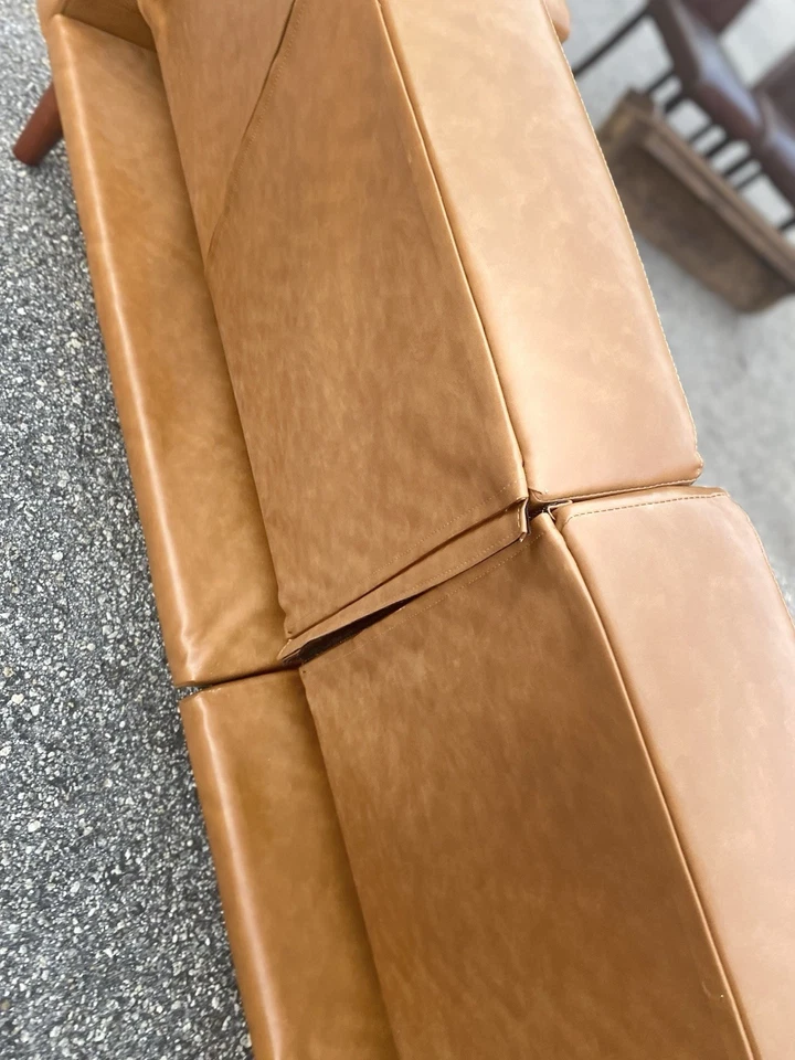 Leather Sofa Futon with Matching Chair Orange Color Modern & Contemporary - Image 3 of 4