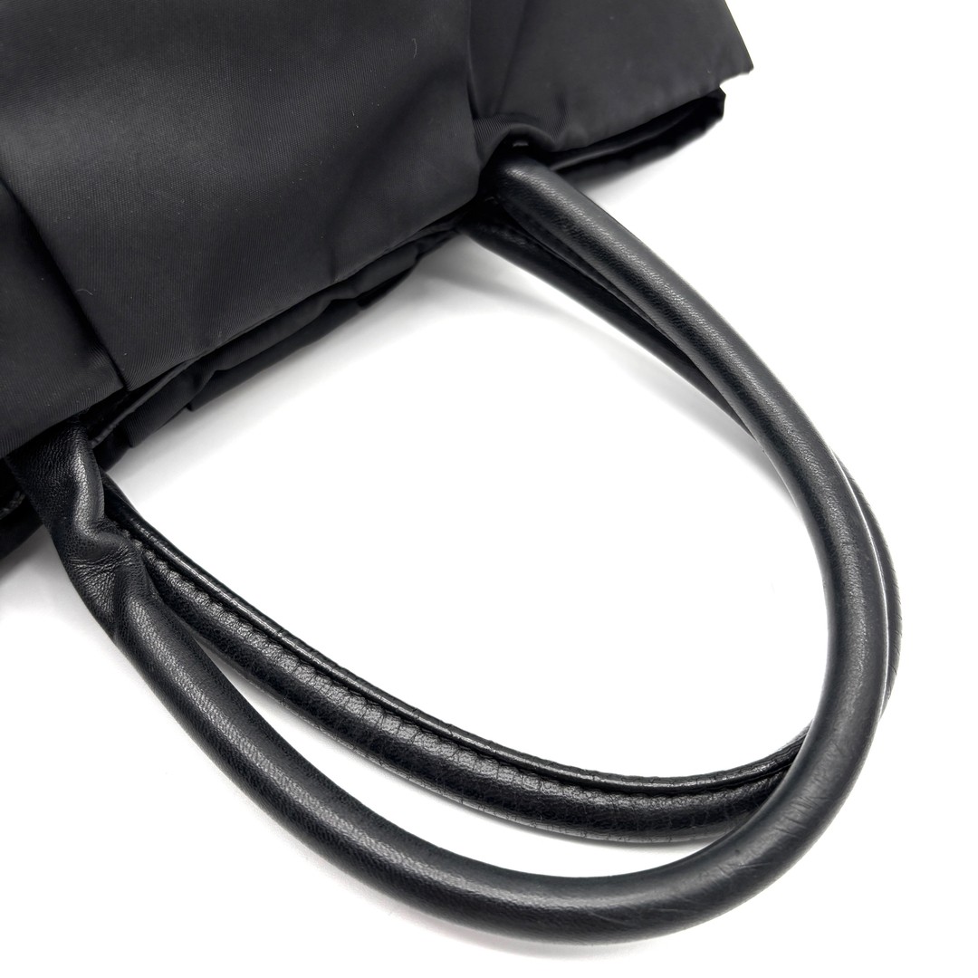 PRADA Handbag Ribbon Tessuto Nylon Lightweight Leather  Ladies Gold Logo Black W thumbnail 7