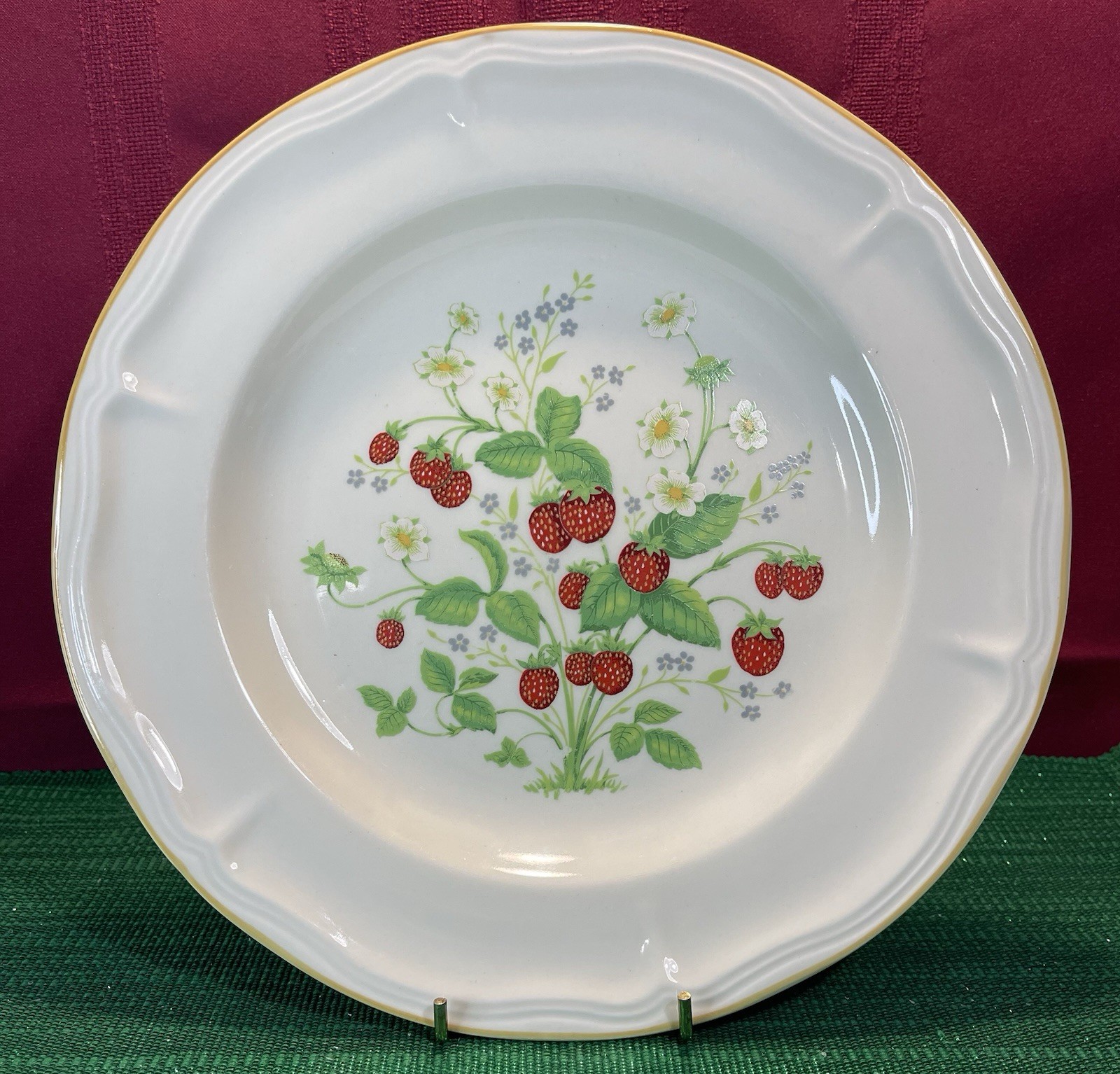 Antique Brick Oven Stoneware Strawberries Plate Oven Safe Dish