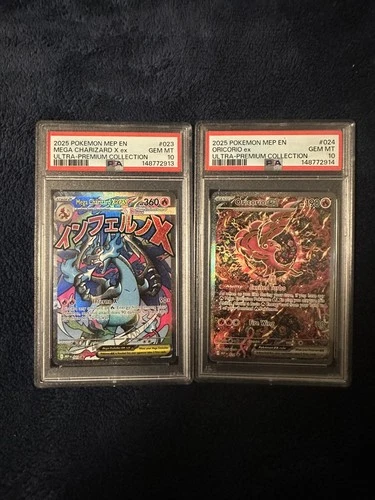 2025 Pokemon UPC Mega Charizard X ex & Oricorio ex PSA 10 graded SEQUENTIAL
