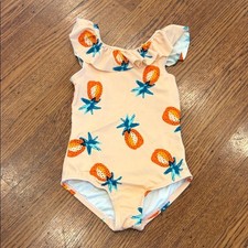 Hanna Andersson Flutter Pineapple One Piece Swim - Girl's size 4