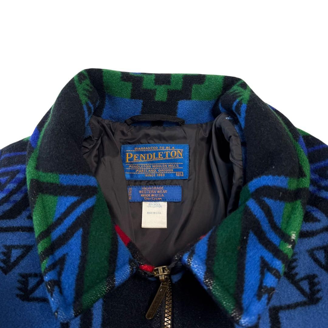 Pendleton Native Pattern Wool Jacket 90s Black Na… - image 3