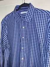Michael Kors Dress Shirt Men  s 36/37 XXL 17.5 Button Down Navy Light Blue Plaid