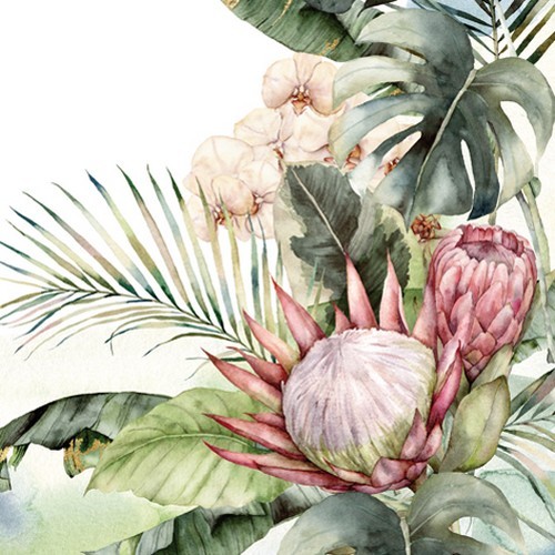 20 Servietten Protea & Orchids Exotisch Natur Dschungel Blumen Orchideen 33X33Cm-image