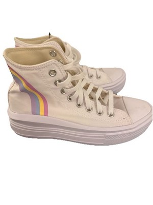 Converse All Star Move Hi Platform White Pastel Rainbow 5Y Women s 7 Sneakers