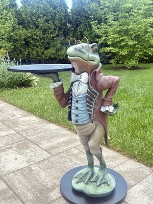 Whimsical Bombay Company Frog Butler Lord Franklin Side Tray Table Statue 33'' 