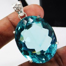 Natural 136.70 Ct Charming Blue Aquamarine Pendant Oval Cut Certified Gemstone