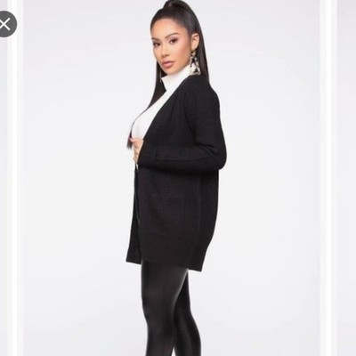 Black sweater cardigan with pockets