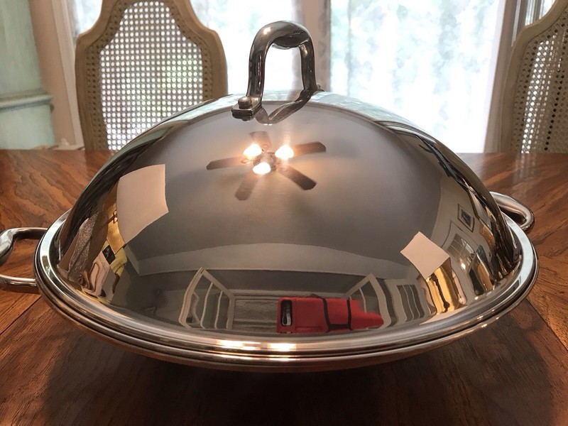 Anolon Wok 14" 18/10 Stainless Steel With Lid Pan Asian Cooking Impact Bonded