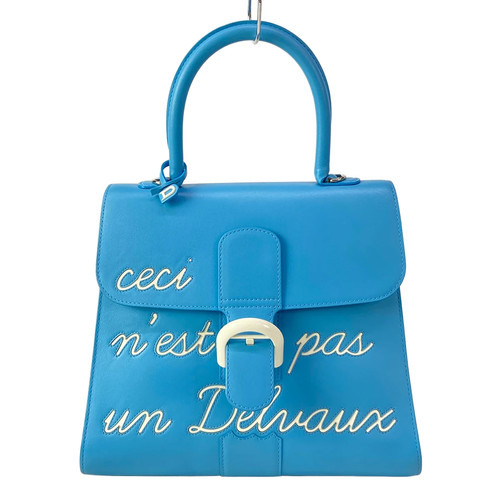 DELVAUX L'Humour MM Light Blue Box Calf Handbag