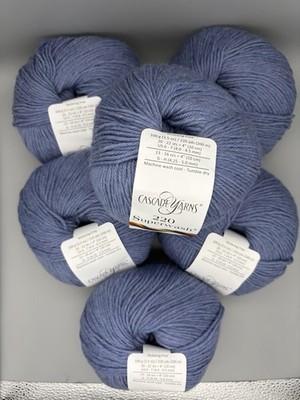 Lot Of 6 Balls Of Cascade Yarns 220 Superwash Merino. Color 1944. Blue