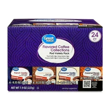Flavored Medium Roast Ground Coffee Pods Variety Pack, 7.9 oz, 24 Count