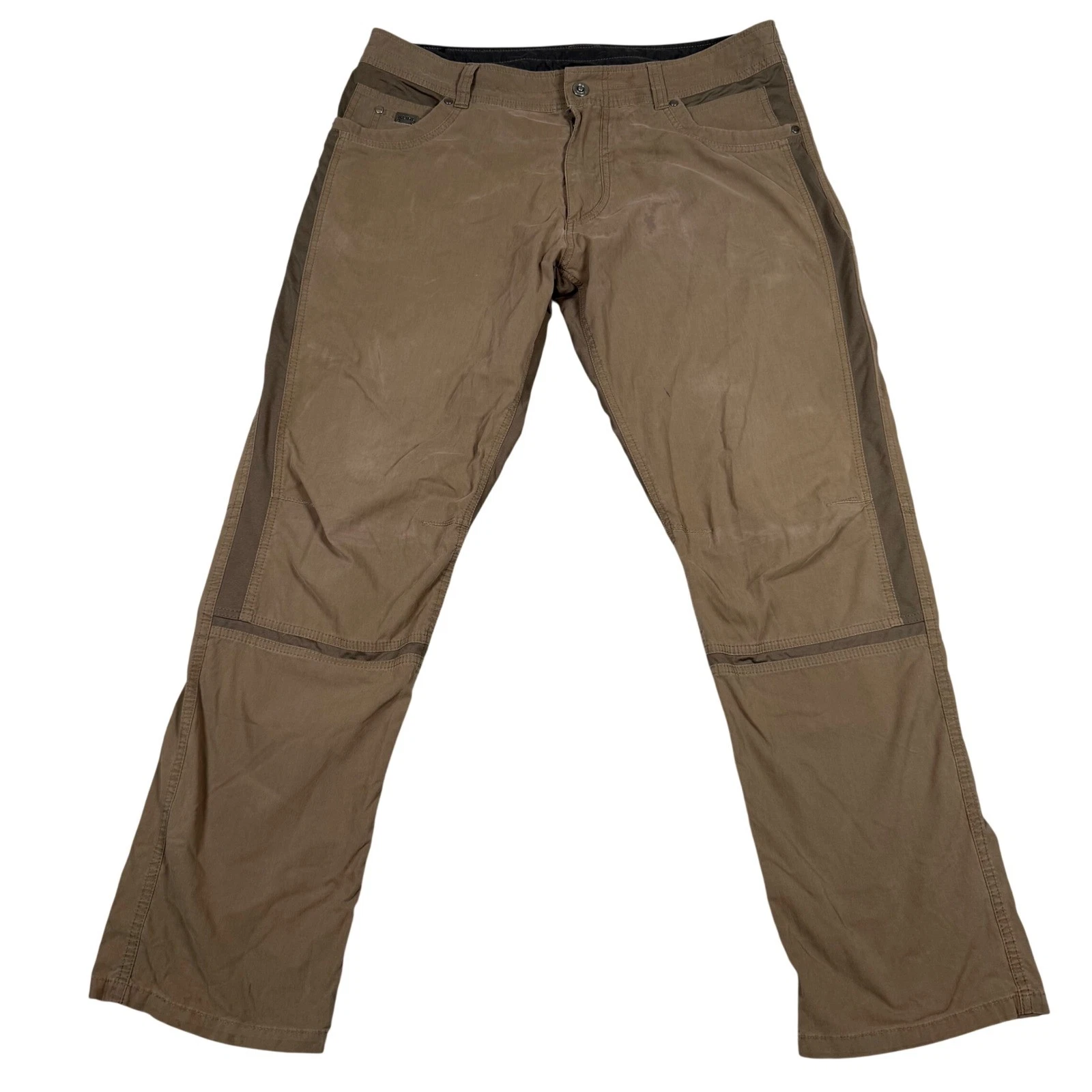 Kuhl Radikl Mens 38x32 Brown Hiking Hybrid Cargo Pants Outdoor Stretch Stained