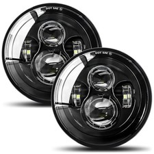 2pcs Projector 7 Inch LED Headlights Hi/Lo Beam 7    Round Black no halo 