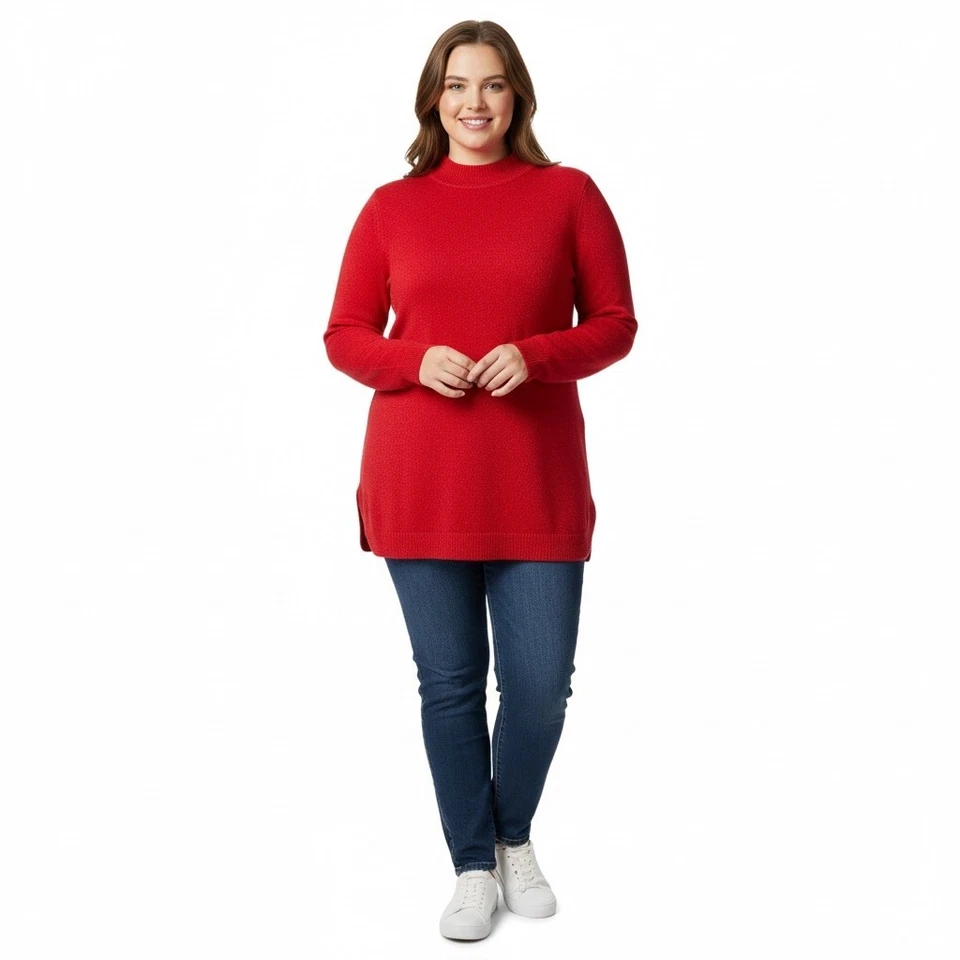 NEW Ex Yours Clothing Women's Plus Size Mock Neck Longline Jumper Size 14 to 28 - Image 3 of 4