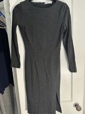 Mango Long-sleeve Ribbed Knit Dress Women's Grey Dress Size S