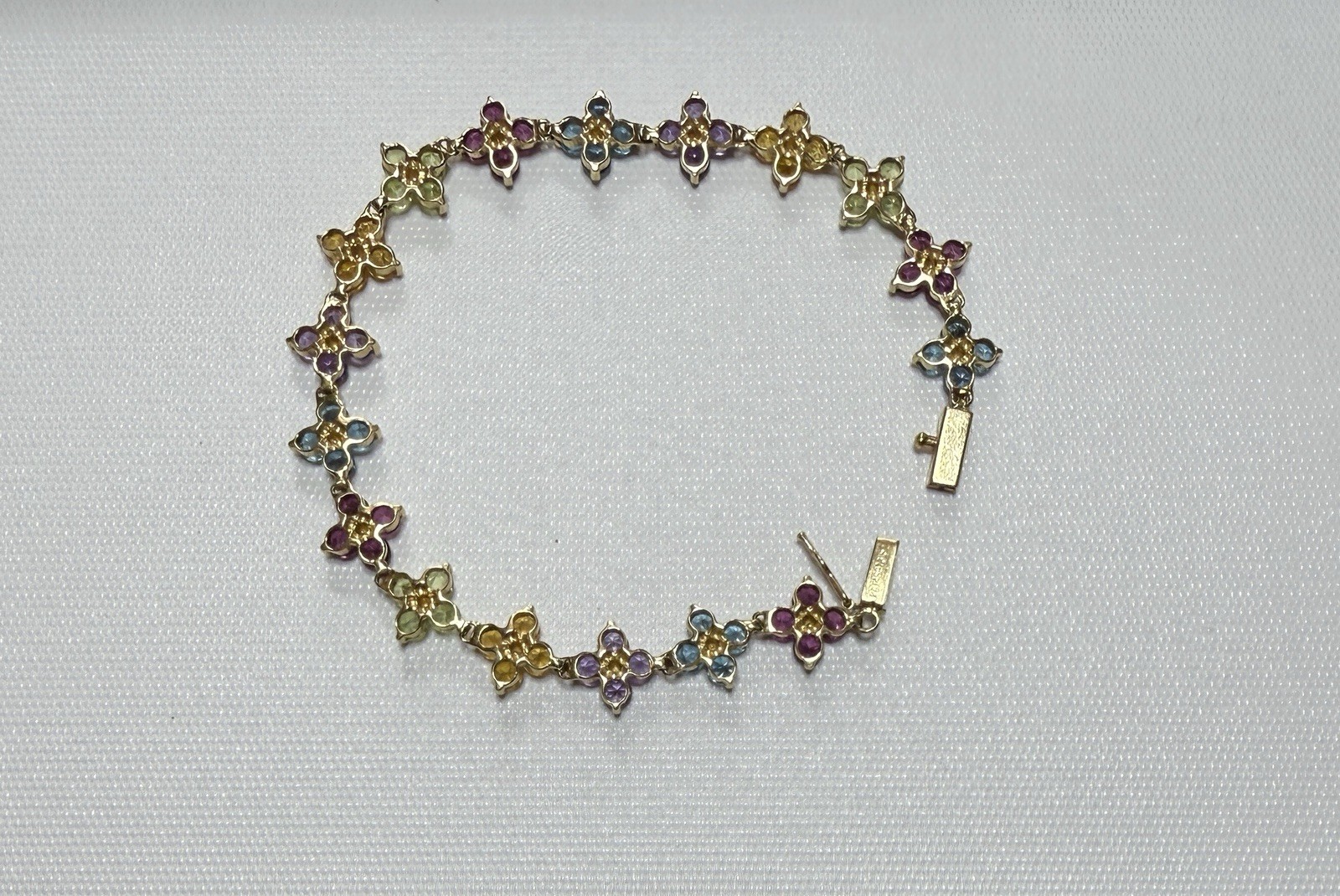 14k Solid Yellow Gold 4ct Multi-Colored Stone Ten… - image 16