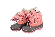 Dream PairsKRIVER-1 Boots Girls Size 1 Pink Snowflake Faux Fur Winter Snow Shoes