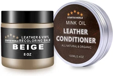 Leather Recoloring Balm with Mink Oil Leather Conditioner, Leather Repair Kit fo