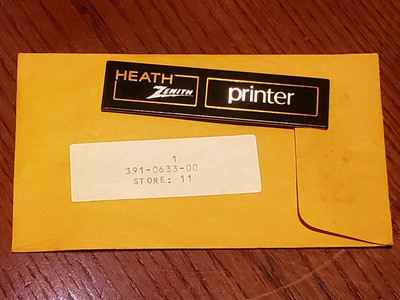 One New Heath/ Zenith Printer Emblem #391-633 NOS Heathkit