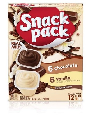 Snack Pack Chocolate and Vanilla Pudding Cups Family Pack, 12 Count