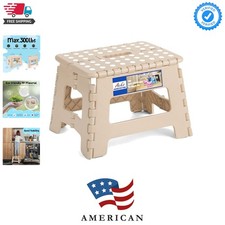 Folding Step Stool 9" Tall, 300Lb Capacity Non-Slip Collapsible Stool Black