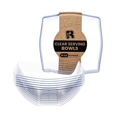 R-kay 6 Pack Square Plastic Serving Bowls - Clear bowls 16 OZ,