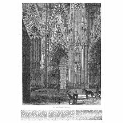 Kölner Dom Westtür - antiker Druck 1880