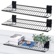 Slatwall Shelves 2 Pack, Slatwall Accessories, Slat Wall Wire 24-Inch Width