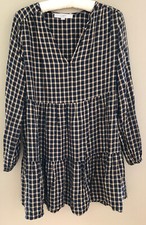 Loft Women’s Babydoll Dress Navy Plaid Size XS