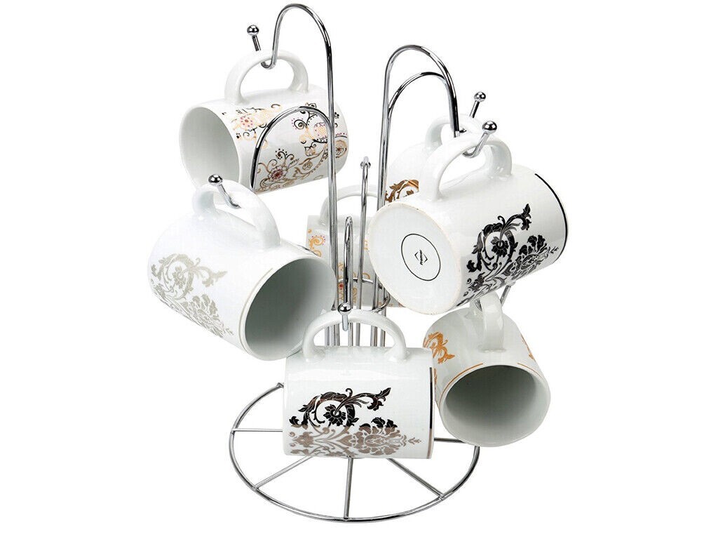 8 CUP MUG TREE CHROME WIRE STAND HOLDER CUPS MUGS HANGER DRAINER MUG