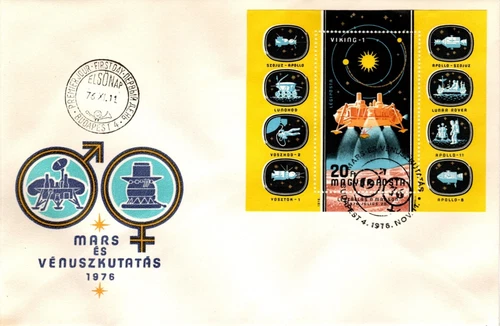 HUNGARY - 1976. FDC S/S - US-USSR Space Missions Mi:Bl.121.