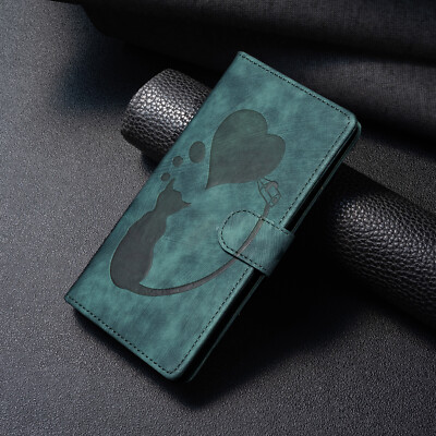 Leder Drucken Liebe Katze Flip Hülle Für iPhone 11 12 13 14 15 Pro Max XS XR 7 8