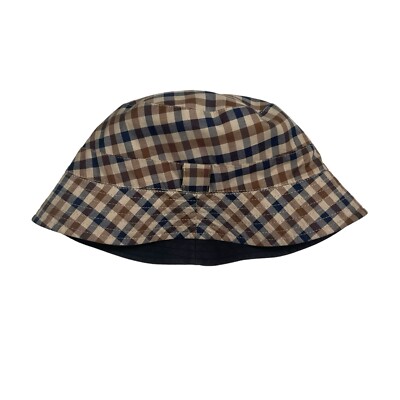 Mens Aquascutum House Check Navy Reversible Casual Bucket Hat One Size Fits  All UK