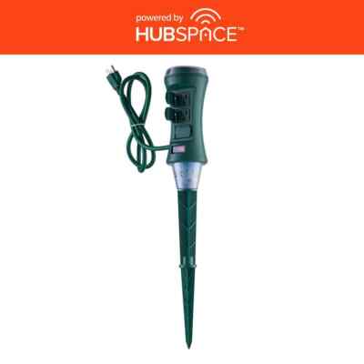Smart Outdoor 4 ft. 6-Outlet Power Stake Timer Holiday Lights Projector Hubspace