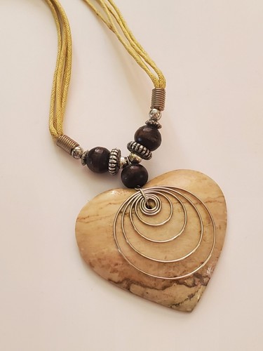 Large Heart Pendant On Cord Necklace - Picture 2 of 4