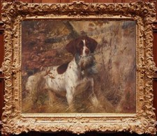 Handmade Old Master-Art Antique Oil Painting Animal hound dogs on canvas 20"x24"