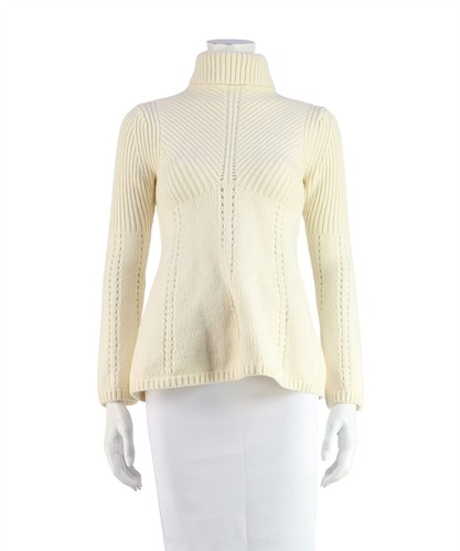 KAREN MILLEN Cream Zip Back Jumper, UK 