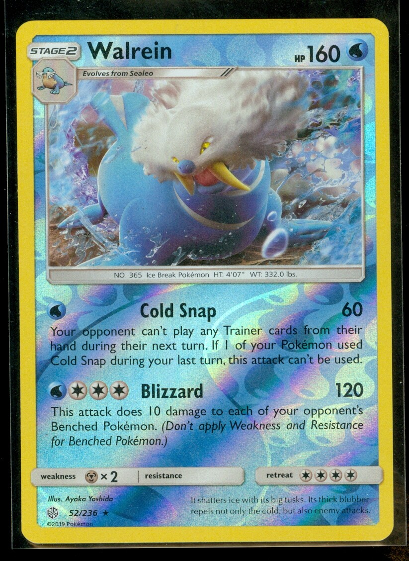 Pokemon WALREIN 52/236 Cosmic Eclipse RARE Rev Holo - MINT