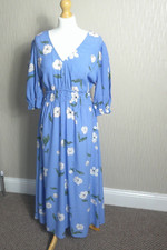 Nobodys Child Dress Size 14 UK Blue Floral Midi Holiday Occasion Open Back BNWT