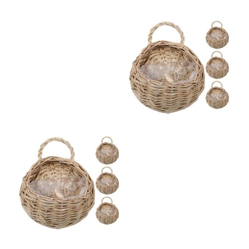 Set of 2 Hängekorb Aus Rattan Wandkörbe Hängekörbe Zum Organisieren - Bild 4 von 12