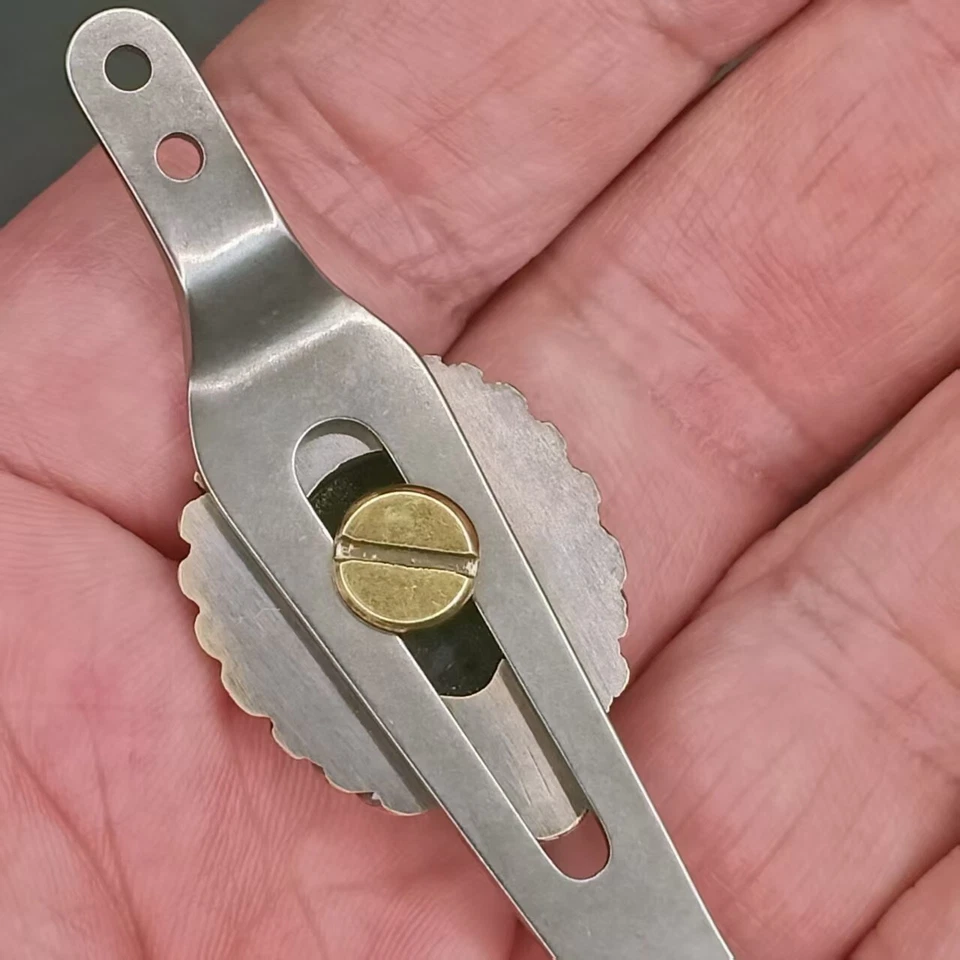 Custom Made Brass Lion Steel Pocket Clip and Filler Tab for Hinderer XM-18 3.5'' - Image 3 of 4