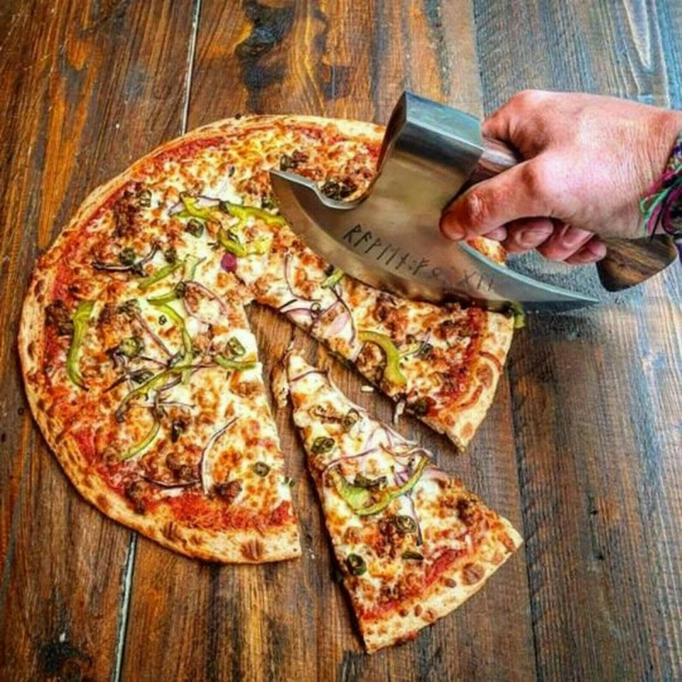 Nuevo Hacha Cortadora de Pizza Hecha a Mano Acero al Carbono Original Estilo Vikingo Hacha Mujer MDM-9 Foto 2 de 4