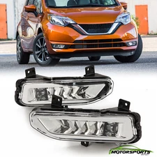 For 17-19 Nissan Rogue Sentra Versa Note Clear Lens Bumper Chrome LED Fog Lights
