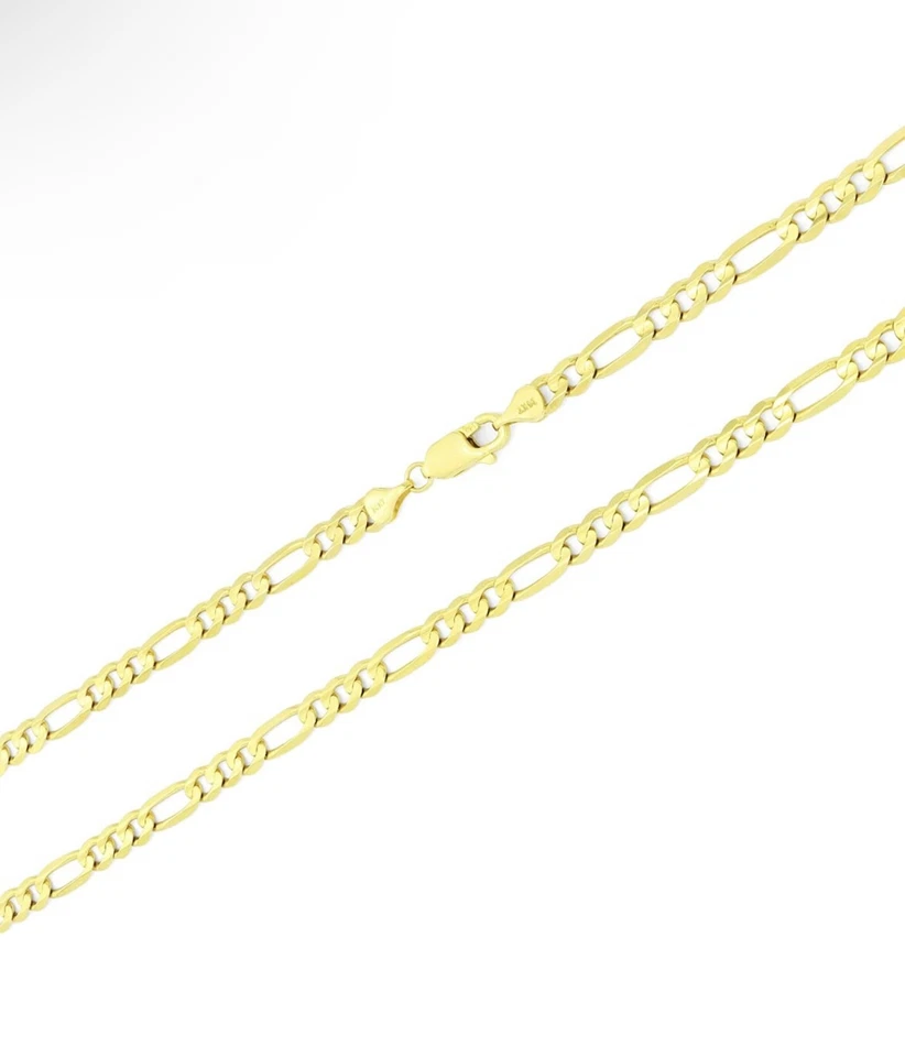 Collar Colgante Cadena Figaro Oro Amarillo 14K Sólido REAL 2.5MM Hecho en Italia Oro Foto 2 de 2