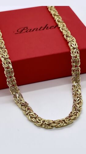 14k Yellow Gold Byzantine Chain Necklace - Byzantine Men's Chain 7mm 20 In 17Gr - 第 2/8 張圖片