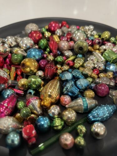 Antique & Vintage Christmas Mercury Glass Loose Beads Icicles Balls Indents 100+ - Picture 1 of 9